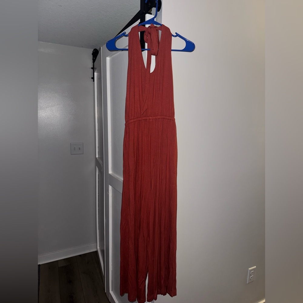 Elegant Sleeveless Rust Jumpsuit